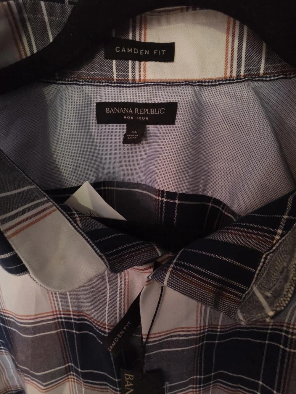 Banana Republic Blue and White Plaid Long-Sleeve Button-Up